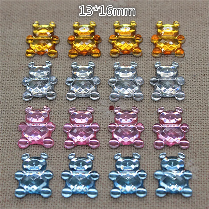 

13*16mm 100pcs Kawaii Teddy Bear Charm Acrylic flatback cabochon DIY Baby Shower decoration scrapbooking