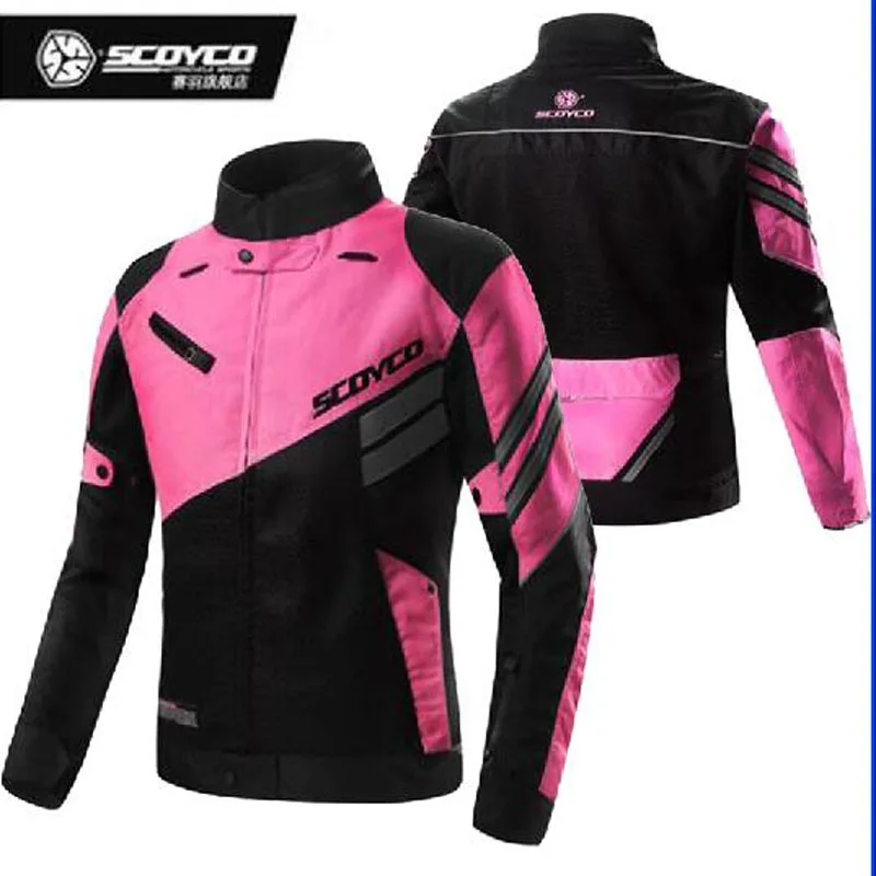 

2018 New Summer Mesh Breathable SCOYCO Motorcycle Riding suit jackets Women Motorbike Protective jacket locomotive clothing