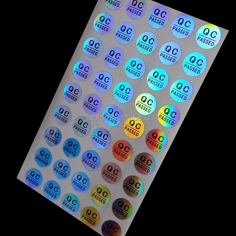 wholesales 500pcs/lot Round 10mm QC sticker lable custom label sticker adhensive QC PASSED Laser hologram stickers