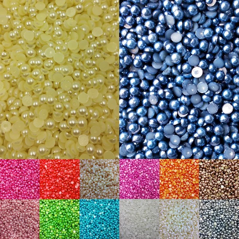 

LNRRABC 3mm 2000 piece/lot Half Round Acrylic Imitation Pearls Flatback Beads for Jewelry Making Home Decoration Nail Art ly