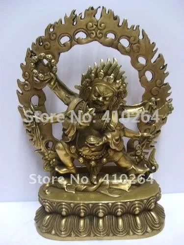 

$old craft$ tibetan antique imitation MAHAKALA Bronze Buddha statue 28 cm (A0314)