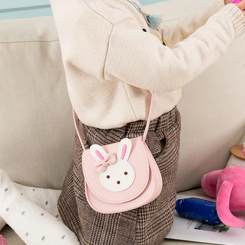 Heopono/Модная Детская сумка с милым кроликом и животным дизайном, хорошее качество, искусственная кожа, портативная детская маленькая карманная сумка для девочек, сумка через плечо