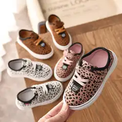 25% детская повседневная обувь для девочек, леопардовая обувь на плоской подошве для студентов, 3 цвета, 21-30TX07