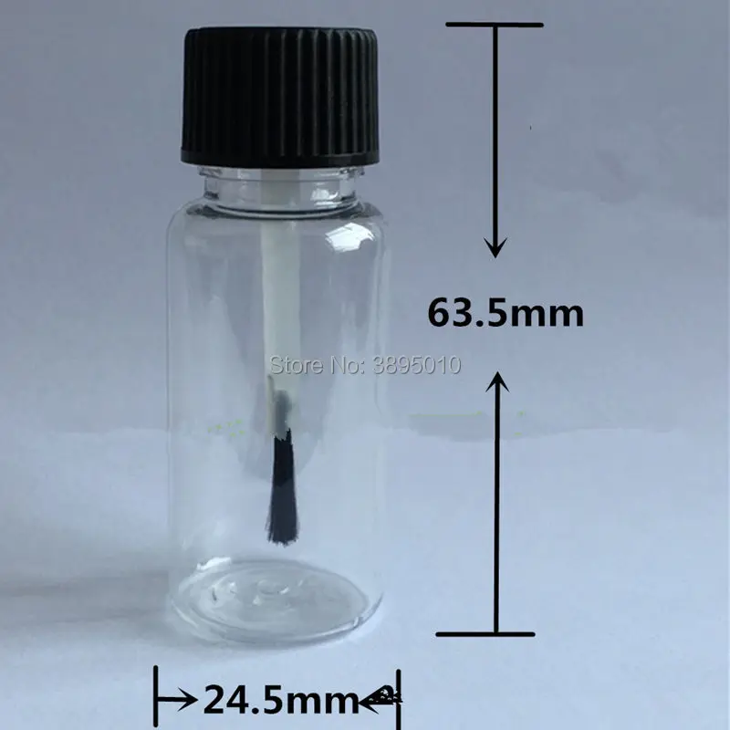15 мл Clear многоразового Эфирное бутылка с кистью Кепки лак для ногтей прозрачный ПЭТ ногтей бутылки F654