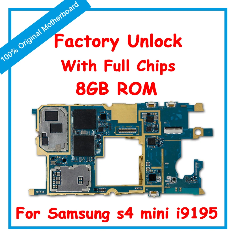 

For Samsung Galaxy S4 Mini I9195 I9192 I9190 Original Motherboard 8GB With Chips 4G Network support