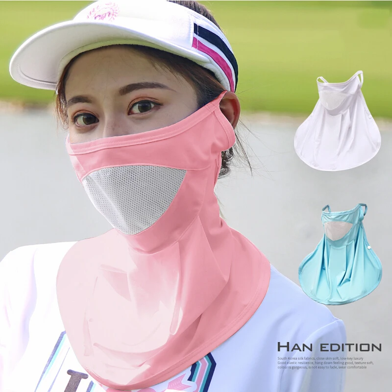 جولف واقية من الشمس قناع السيدات تنفس الجليد قناع حريري للوجه بالاضافة الى حجم واقية من الشمس وشاح