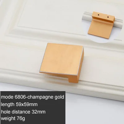6806-champagne gold Твердая утолщенная, квадратная, стильная американская ручка шкафа, мебельная фурнитура, поставщик брендовых аксессуаров мебели - Цвет: 6806-champagne gold