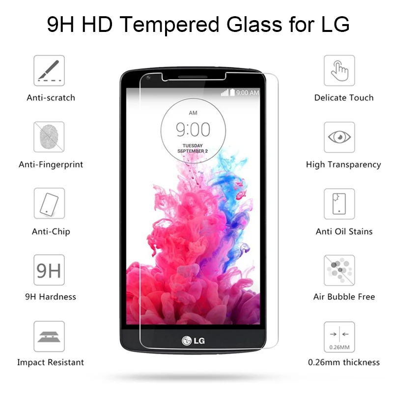 Закаленное стекло для телефона 9H HD для LG G5 G6 G3 G2 Защитная пленка для экрана для LG K10 power K11 Pro