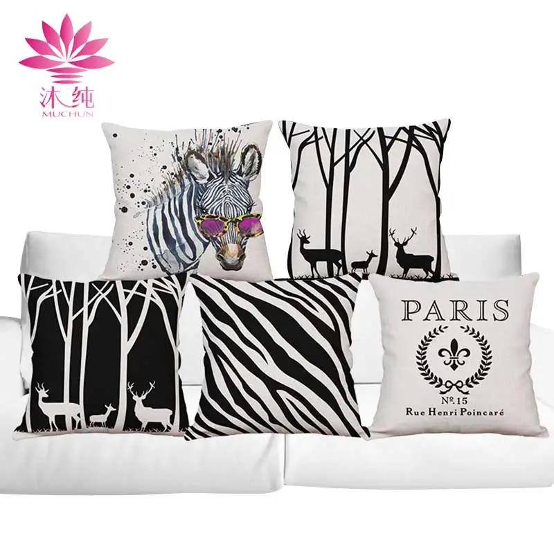 Muchun утолщаются Наволочки Рождество хлопок и лен Зебра Особенности 45*45 см