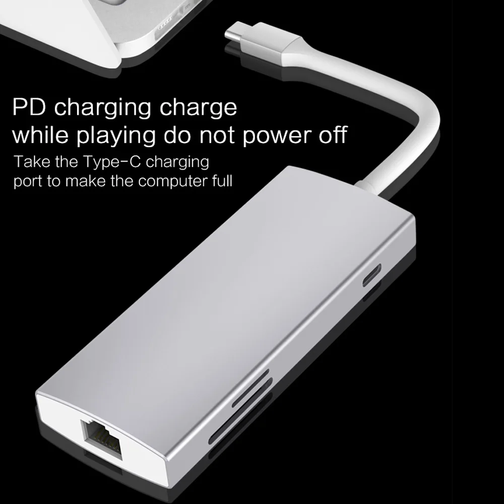 7 в 1 Универсальный многопортовый адаптер type-C интерфейс Высокая скорость USB 3,0 LAN Data/TF Card Reader зарядный порт для ноутбука