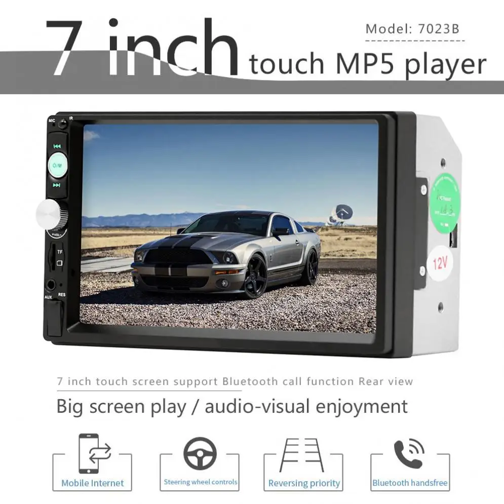 7 Inch Bluetooth 2 DIN In Dash Car Video Radio Stereo Player Support Aux In/Rear View Camera for iPhone and Android Mirror Link |