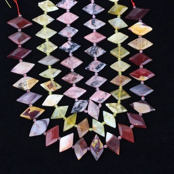 

6 Natural Stone Choice,Facted Gemsstone Rhombus Slab Double Point Loose Beads Jewelry Pendant Charms Making SY-664AMEJ