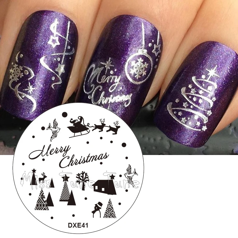 Xmas Nail Art Stamp Templates Stamping Plates Christmas Tree Reindeer
