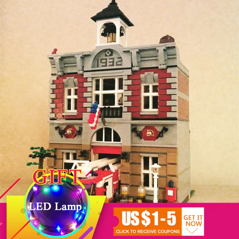 

15004 2313Pcs City Street Series Fire Brigade set Compatible with 10197 Model Building Blocks Kit Bricks toys