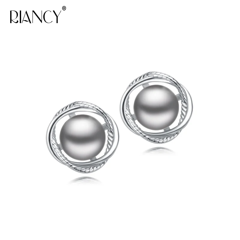 Модные жемчужные серьги натуральный пресноводный черный жемчуг серьги 925 стерлингового серебра ювелирные изделия для женщин - Цвет камня: gray  pearl earring