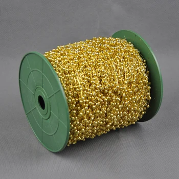 

120Meters/Piece 3mm Artificial Pearl Plated Beads Fishing Line Bead Chain Christmas Decoration Handmade DIY Wedding Accessories