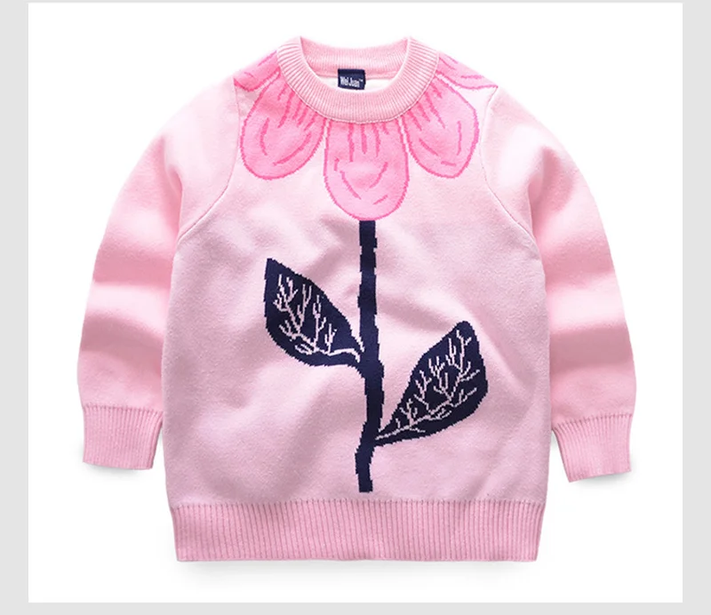 Flower Girls Sweater Cotton Crew-Neck Pullover Sweater Kids Autumn Coat Pattern Sweater For Toddler Girls 2-6T Girls Clothing (7)