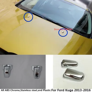 

For Ford Kuga Escape 2013 2014 2015 2016 Car Cover ABS Head Front Machine Water Wash Paste Clean Outlet Sticker Frame Trim 2pcs
