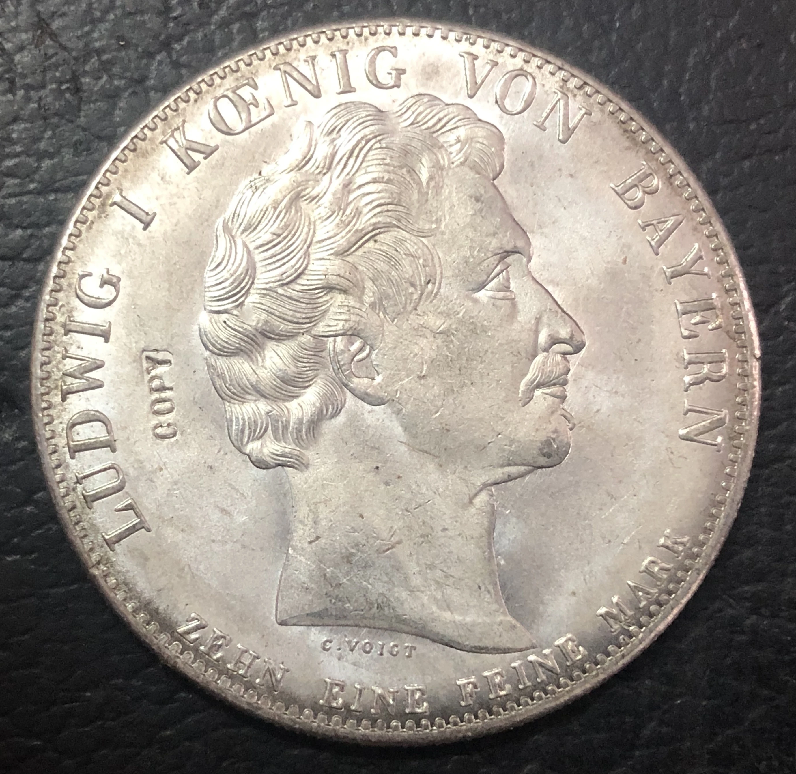1828 Королевство Бавария 1 Geschichtsthaler-Ludwing I blessding of heaven Посеребренная Имитация монеты