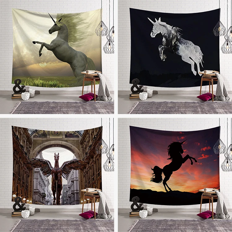 

Polyester Flying Horse with wing Print Tapestry Camping Tent Wall Hanging Beach Yoga Blanket Large wall hanging Tapestry