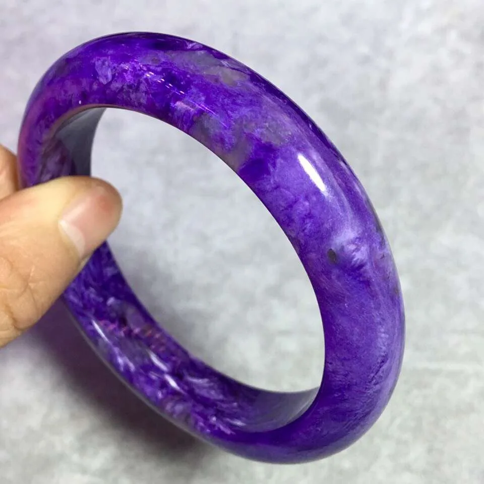 

58.5mm Genuine Natural Purple Charoite Bangles Gemstone Crystal 13.3x9mm Size For Women Female Gift Fashion Bangle Certificate