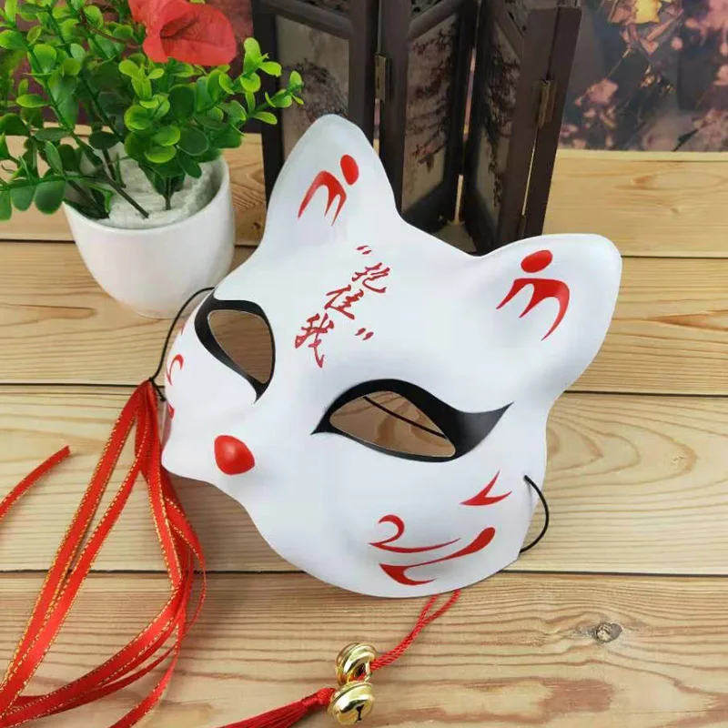 Маска «кошка» мультфильм дети лиса Маскарадная маска Хэллоуин украшения Аниме игровые маски с китайскими буквами верхняя половина лица - Цвет: New 01
