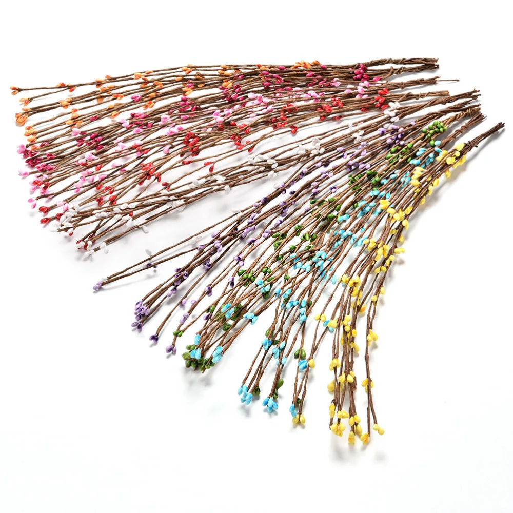 

10Pcs DIY 40cm Bud Artificial Branches Iron Wire Flower For Wedding Decoration Scrapbooking Decorative Wreath Fake Flowers