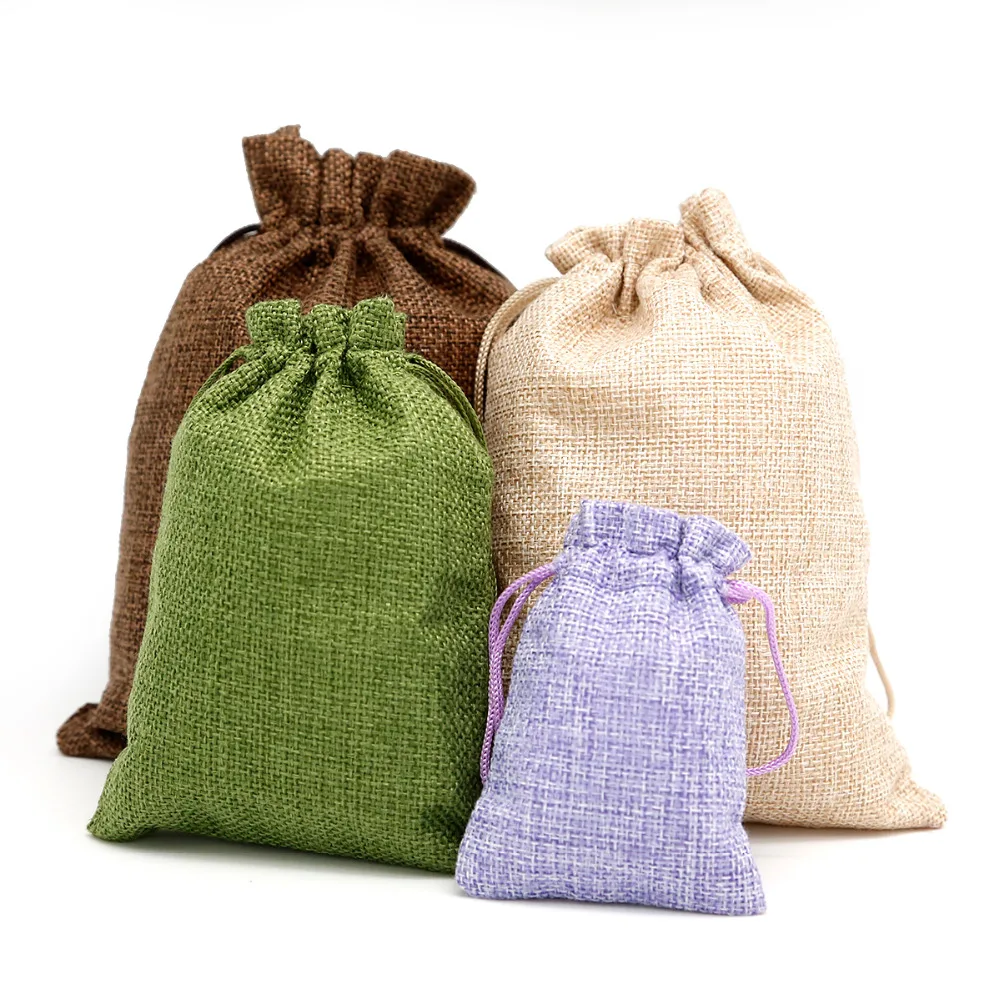 5pcs/lot Natural Burlap Hessian Jute Bags Sacks Candy Bag Jewelry ...