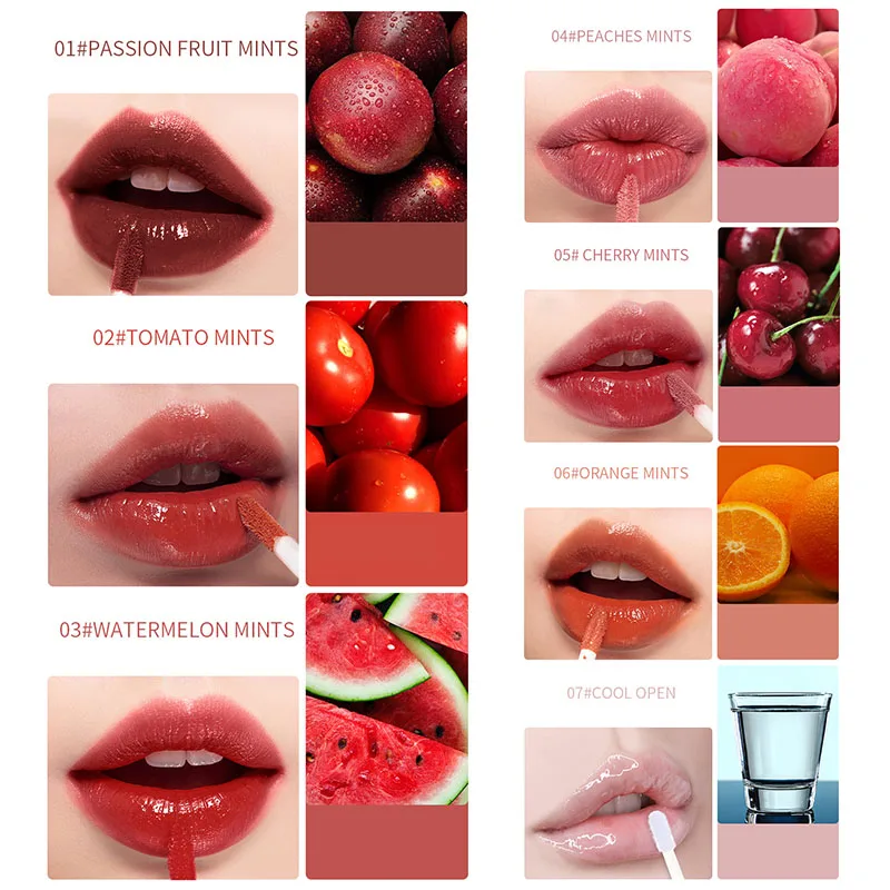 

7 Color lasting Mirror Glass Light-sensitive Lip Glaze Moisture Easy To Remove Non-stick Lip Gloss