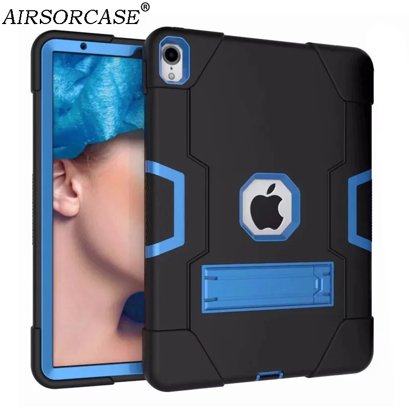 

11'' for Apple iPad Pro 11 (2018) Tablet Case Color B Shockproof Protective Cover Hard PC & Silicone Hybrid Kickstand Back Cover