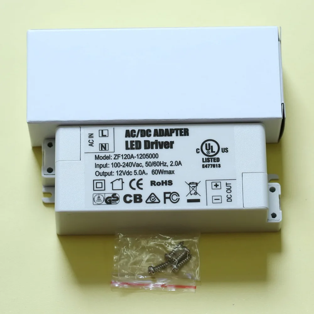 100 шт./лот UL CE FCC SAA GS CB сертификат 12V5A 60 Вт светодиодный драйвер|driver led|driver led 60wlot lot |