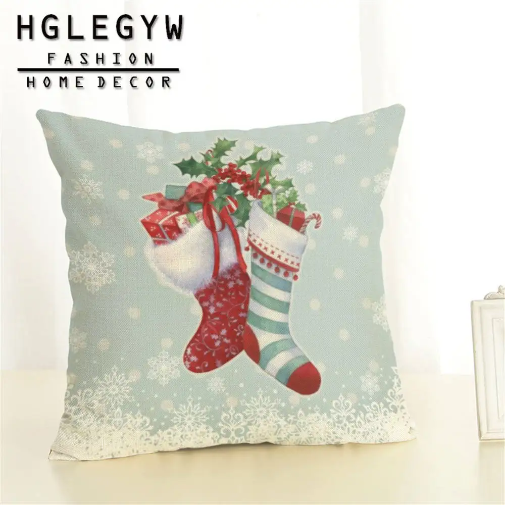 HGLEGYW 1" Счастливого Рождества Хлопковый чехол подушка чехол из хлопка и льна с наволочки для домашнего офиса