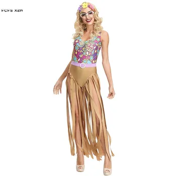 

Sexy Floral Print Woman Halloween Latino Hip hop costumes Female hippie Disco Cosplay Carnival Purim Nightclub Bar party dress