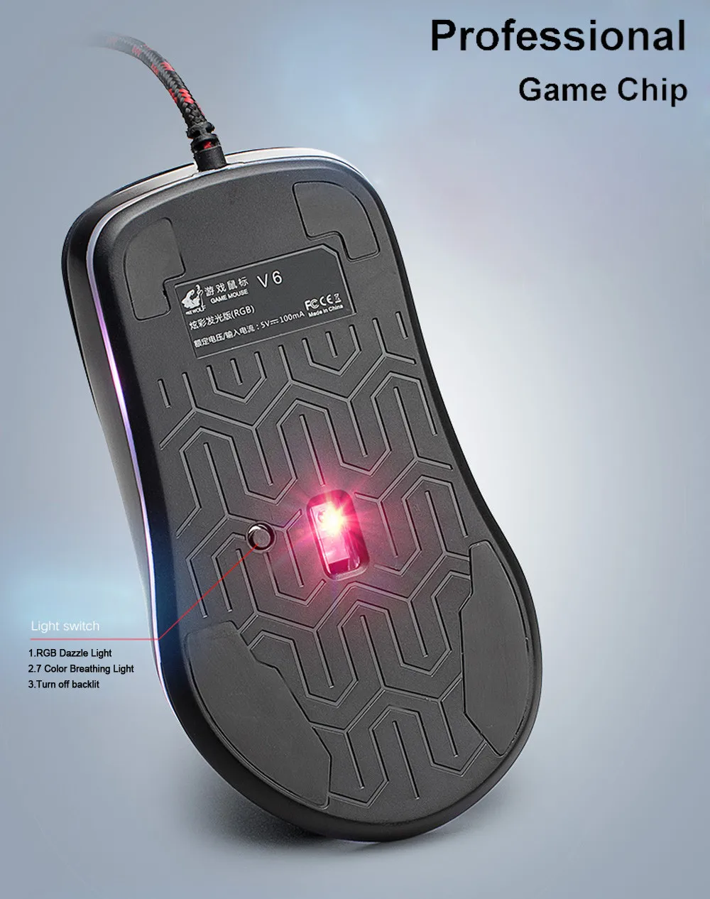 Usb эргономичная игровая мышь Проводная RGB светодиодный с подсветкой 4000 dpi оптическая Usb эргономичная игровая мышь для ПК ноутбука Jn.19