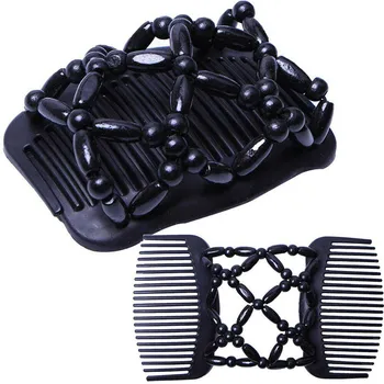 

Women Magic Beads Stretch Double Hair Comb Clip Hairpin Accessories Decor New