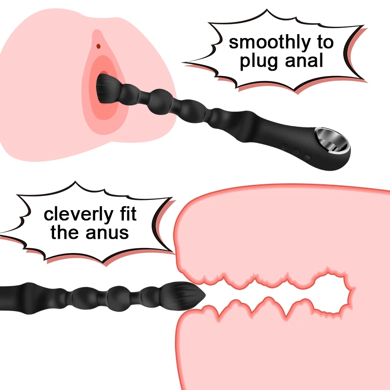 Tanie 10 tryb ogrzewanie wibrator analny długie koraliki masażer prostaty elastyczny Butt Plug stymulator Anal koraliki wtyczki zabawki erotyczne dla mężczyzn kobiety