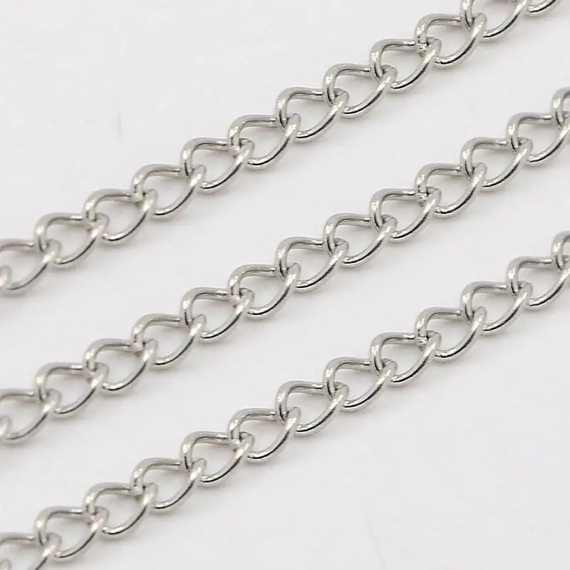 316 Stainless Steel Twisted Chains Curb Chain, Stainless Steel Color