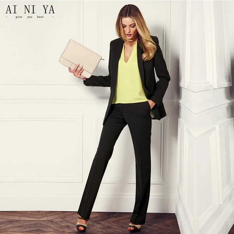 Black Women Business Suits Formal Work Wear Casual Office Uniform