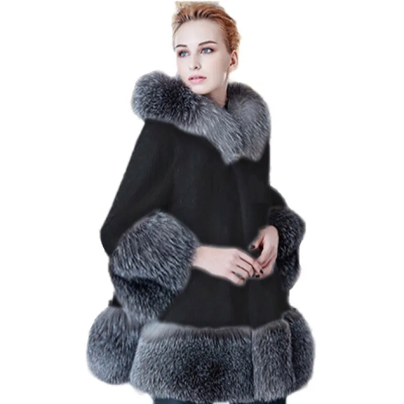 Long Fourrure Plus Épais Parkas Blanc En Manteau 2018 noir Hiver Cuir De Casual Et Femmes Chaud Fausse Taille Veste Capuchon Survêtement La Mode Femelle À U0w5xWgpvq