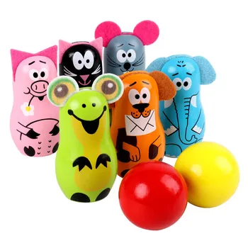 

Wooden Animal Bowling Set Cartoon Early Educational Parent-child Toys AN88