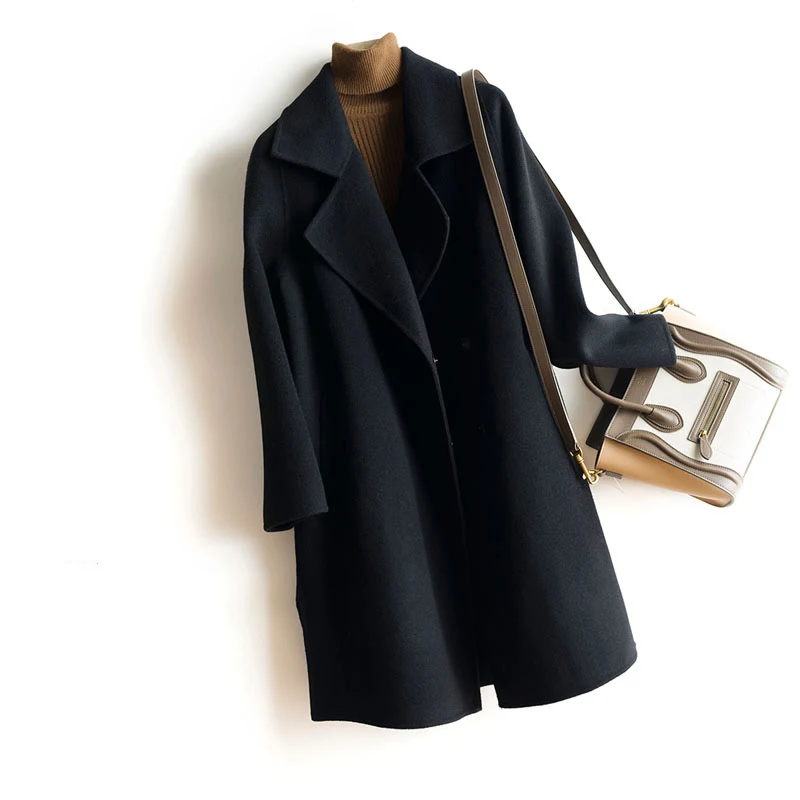 2018 Winter jacket Women Pure Handmade cashmere 100% solid colour wool coat women cashmere trenchcoat elegant long overcoat