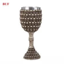 BUF 3D Skull Mug Resin Craft Statue Skull Cup Creative Skull Cup Stainless Steel Double Cup Goblet Cup 200ml hot sale creative home decoration 3d resin skull shape stainless steel wine goblet