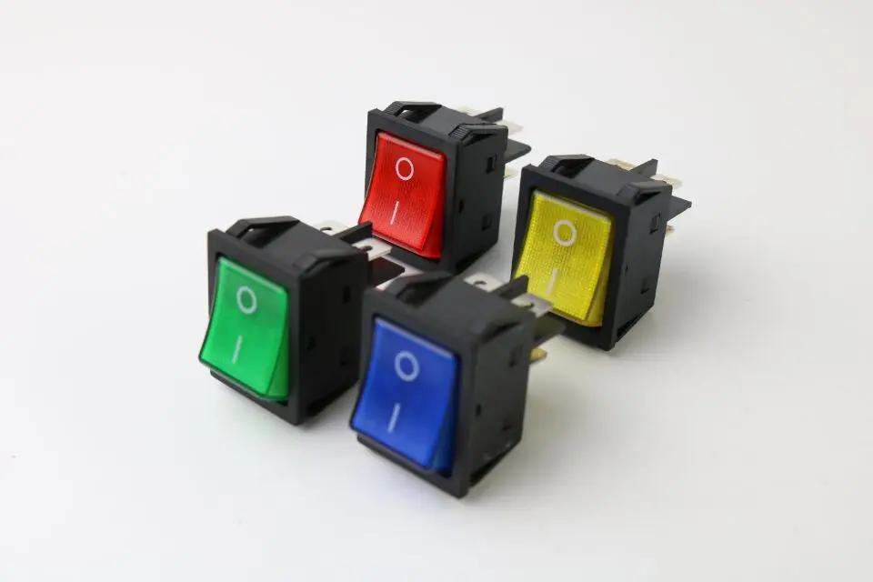 KCD4 20A 250VAC / 25A 125VAC Красный кнопочный выключатель света 4 Контактный Выключатель
