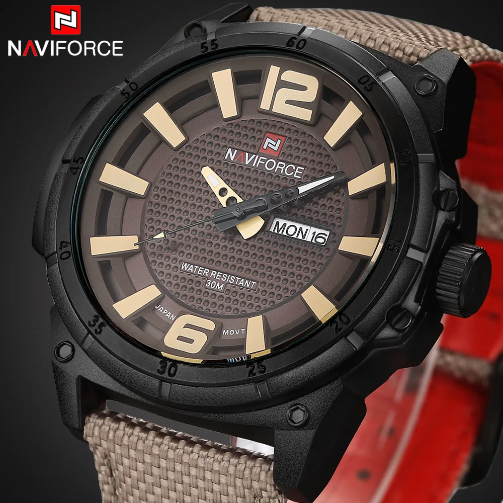 NAVIFORCE Top Luxury Brand Men Sports Watch Army Military Canvas Band