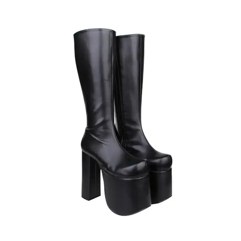 Shoe Size : 3 Gothic Handmade Women Mori Girl Lady Lolita Punk Motorcycle Boots Woman Super High Heel Pumps Platform Shoes 15cm 33-47