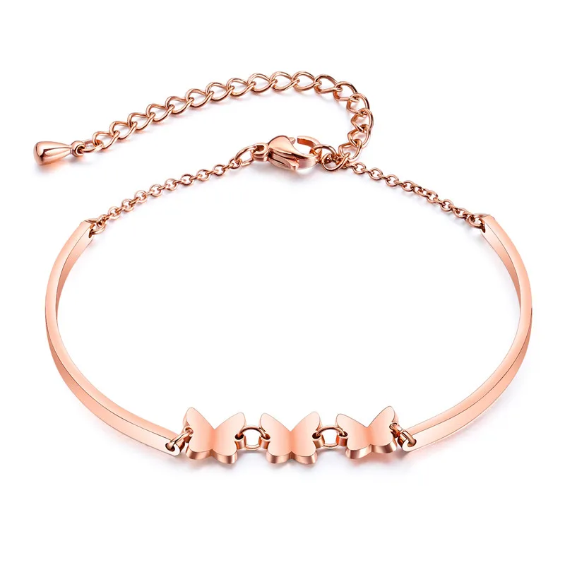 

Modyle Stainless Steel Fashion Frosted Butterfly Bracelet Rose Gold Wedding Bracelets Jewelry For Women