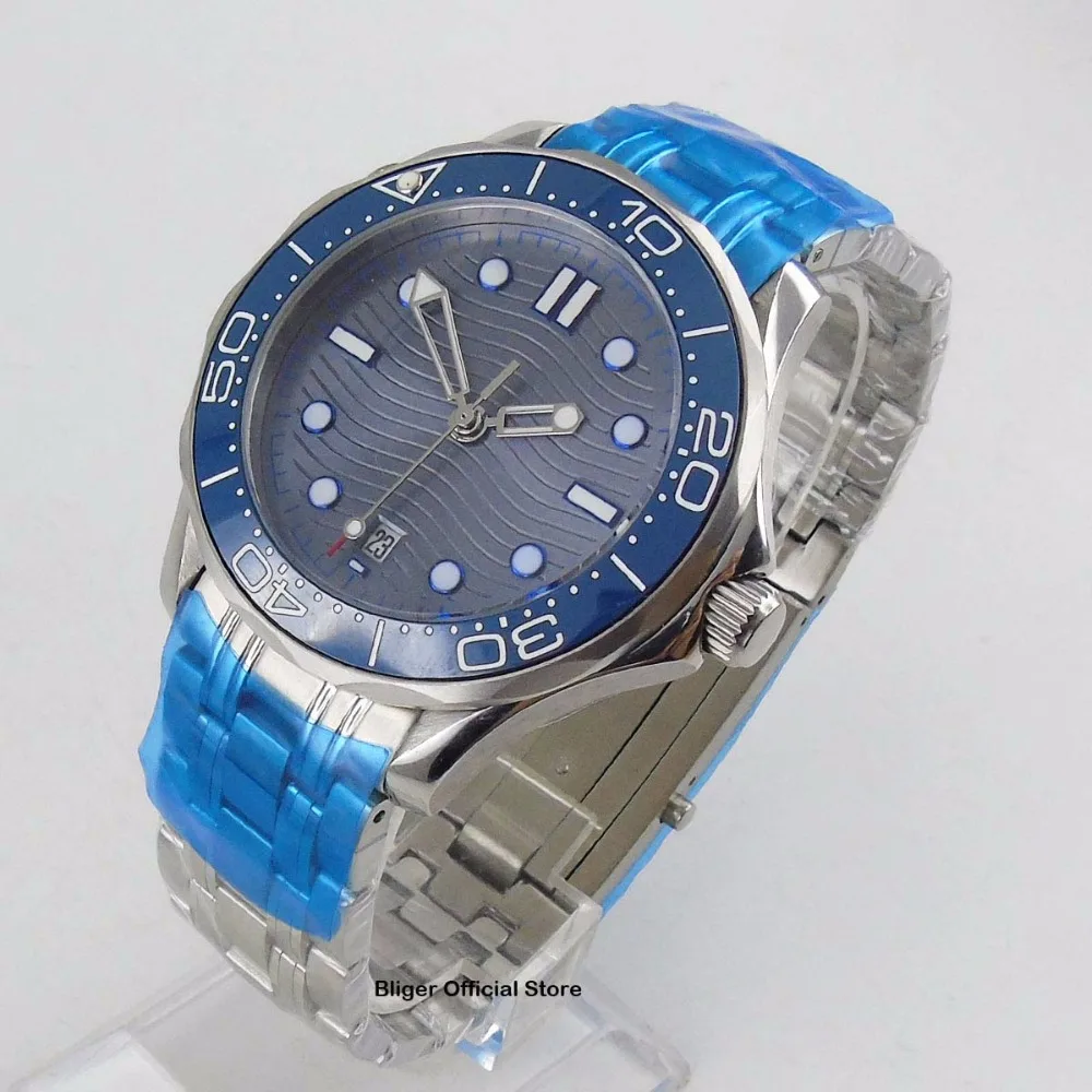 

Fashion Business Style 41mm Light Blue Sterile Dial Big Face Men's Watch Auto Date MIYOTA 8215 Automatic Movement