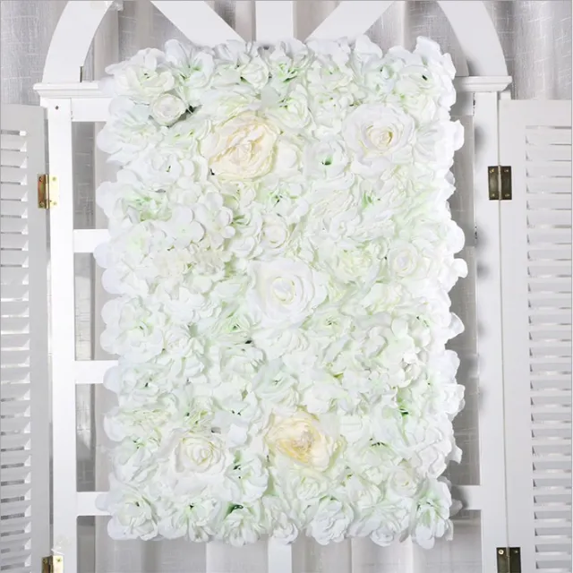 40X60cm Artificial Silk Flower Wall Panel White Flowers Hydrangea