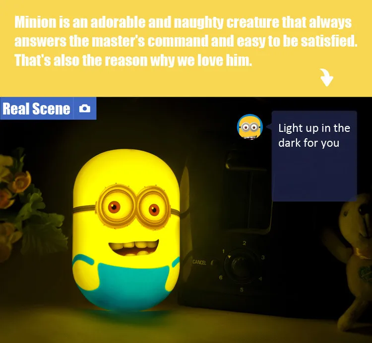 Despicable Me 2 Minions Figures LED Light Control Sensor Night Light Lamp Toy Shop 8