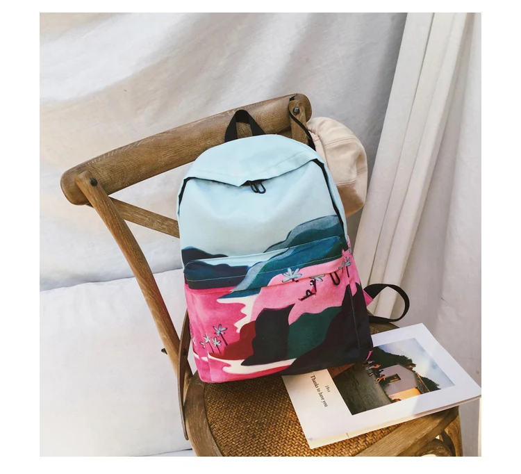 Menghuo Fresh Canvas Backpack Women Landscape School Bags for Teenagers Girls New Backpack Travel Bag Rucksack Mochilas Knapsack_34_23